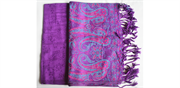 Pashmina lilla, pink og turkis med mønster, halstørklæde, tørklæde, sjal, dug, tæppe. Fås hos Love UR Home.